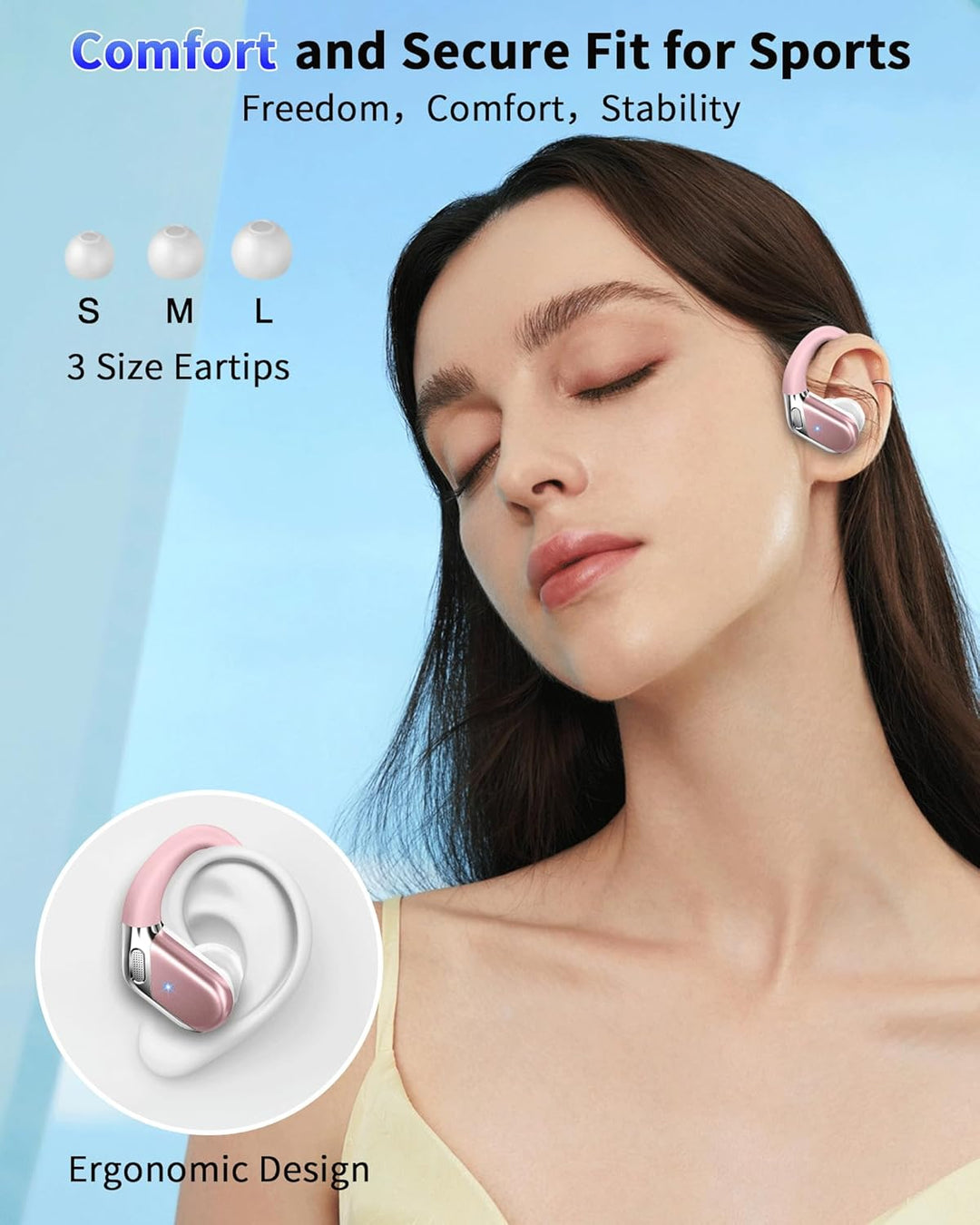 Bluetooth Kopfhörer Sport, Kopfhörer Kabellos Bluetooth 5.4 mit 4 ENC Noise Cancelling Mic, In Ear K