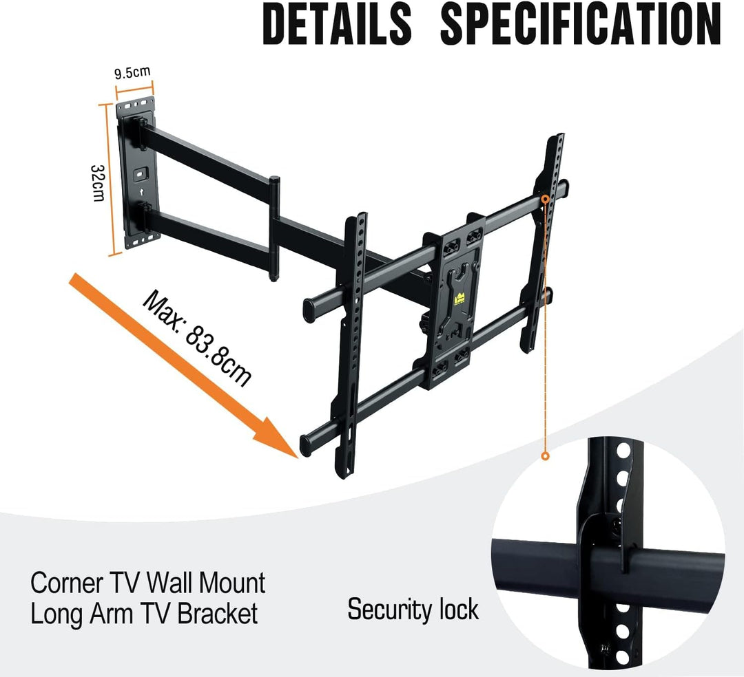 FORGING MOUNT TV Wandhalterung mit 820mm Langem Arm Wandhalterung Fernseher für 32-75 Zoll LCD/LED F