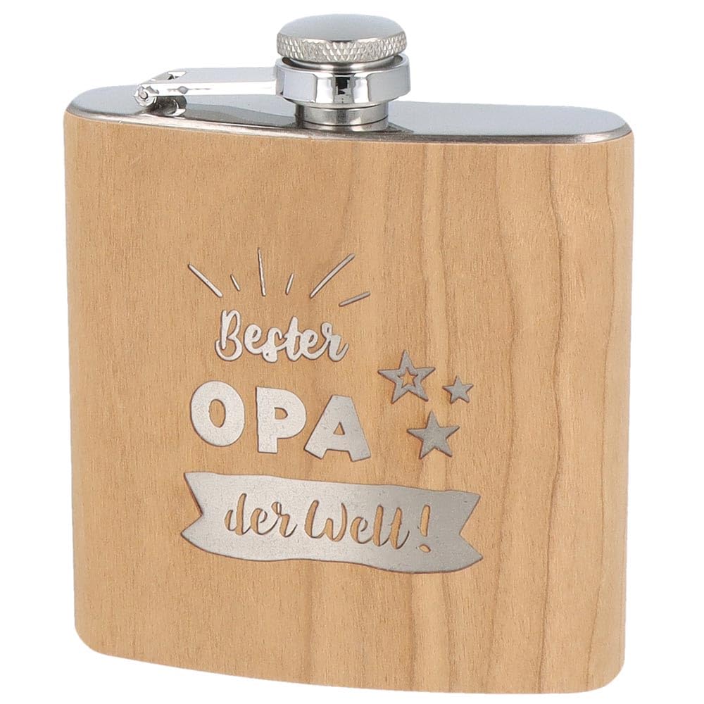 Spruchreif |Holz- Flachmann mit Gravur "Bester Opa der Welt" | Vatertag | Bester Opa | Lustiges Gesc