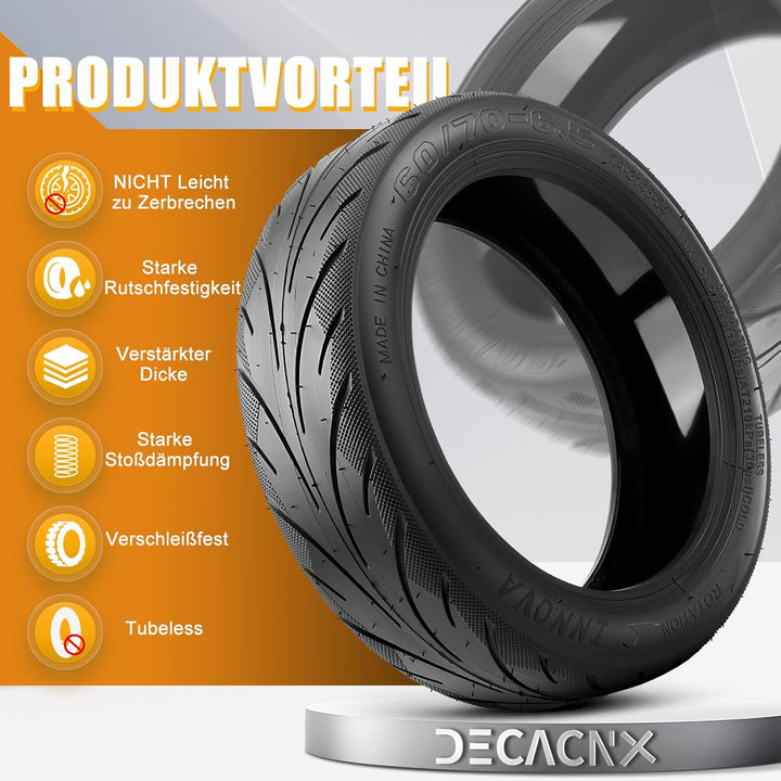 60/70-6.5 Reifen Tubeless für Segway Ninebot MAX G30, Selbstheilender Pannensicher Tubeless E Scoote