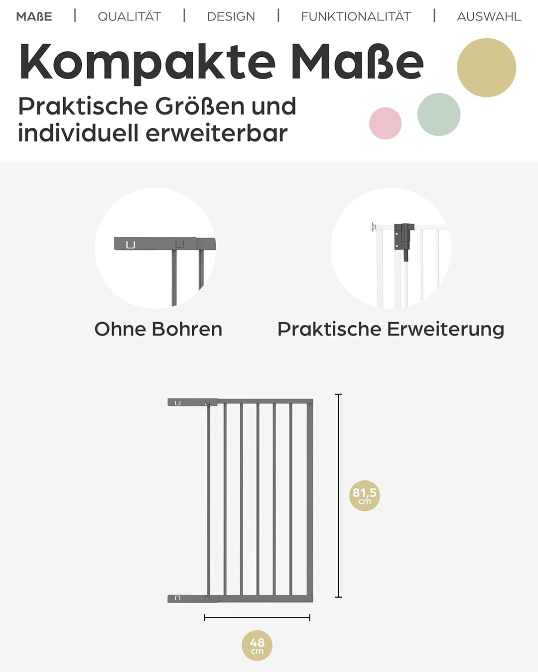 Geuther Verlängerung Türschutzgitter Easylock Plus I Anthrazit, 48 cm Metall I stabile Erweiterung f