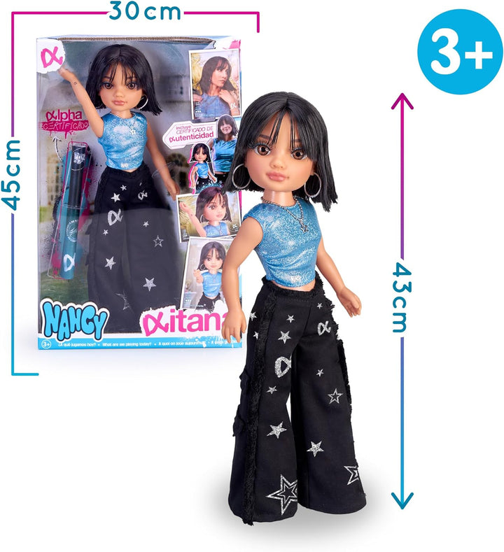 Nancy - Aitana, Puppe wie die Sängerin, Kurze braune Haare und Pony, Alpha-Ära der Babys, mit authen
