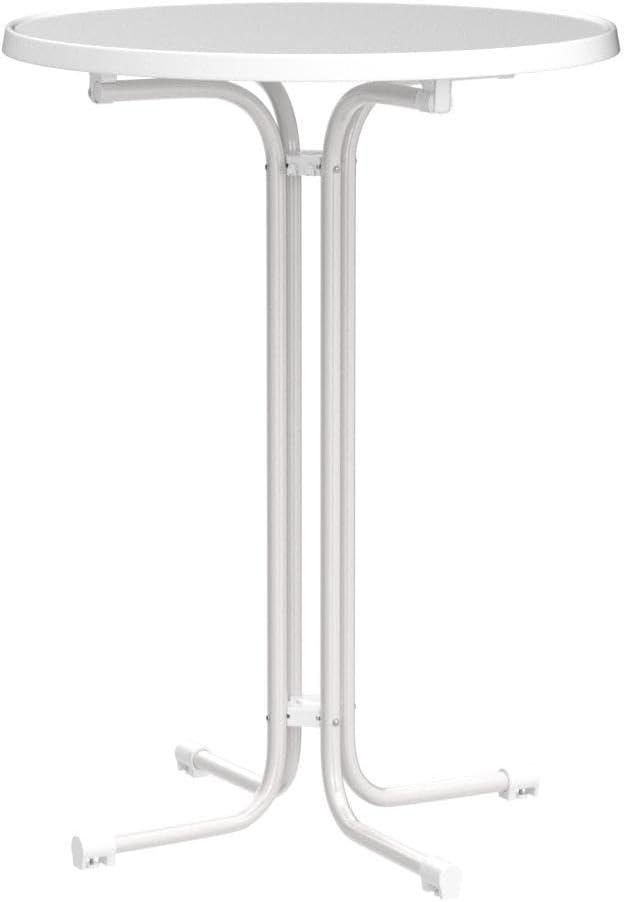 BeFair Stehtisch Klappbar Weiss Ø 70 cm Rund Nico - Stabiler Partytisch in Höhe 110 cm mit 4 praktis