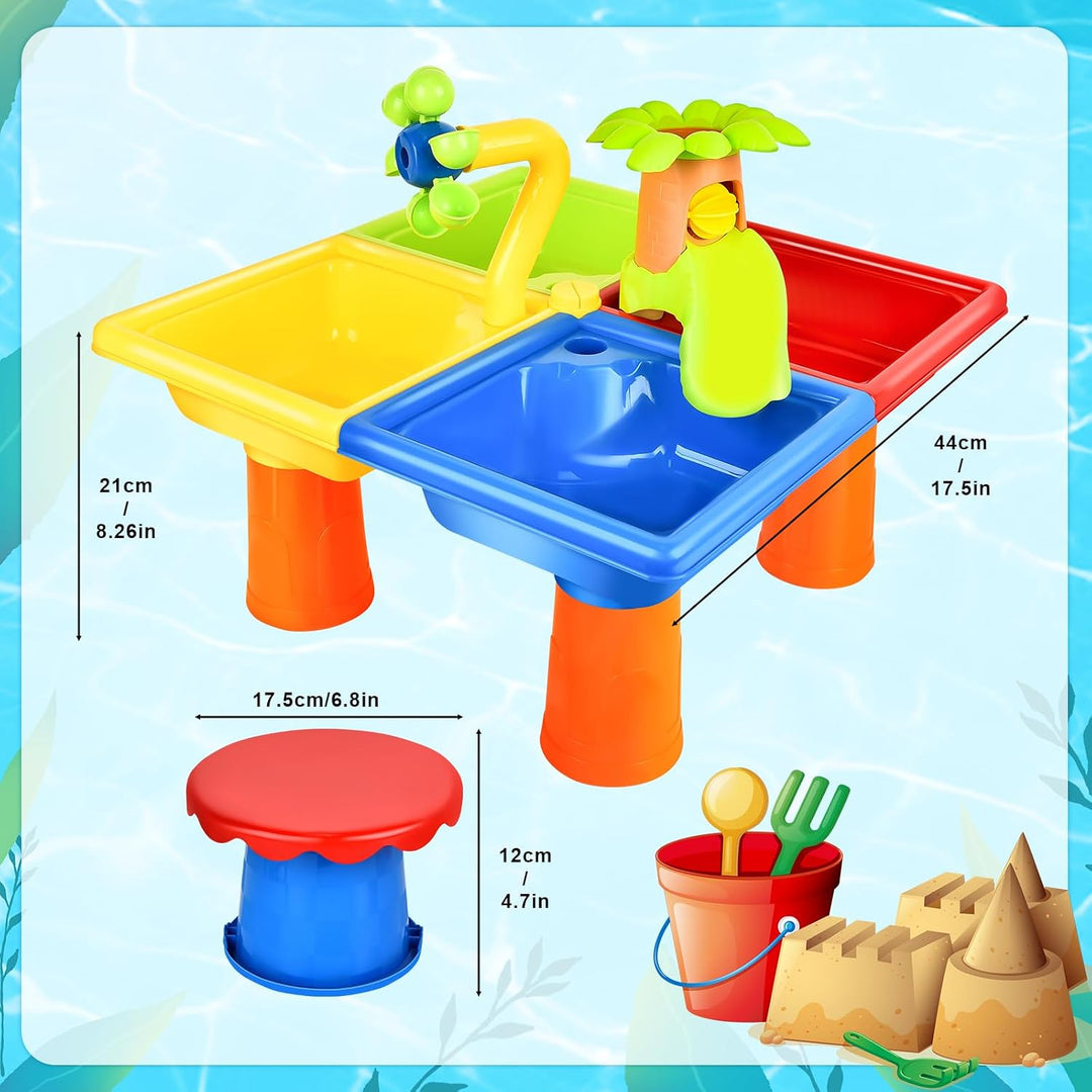 JONRRYIN 4 IN 1 Sand Wasserspieltisch, Wassertisch Strandspielzeug, Matschtisch Strandtisch für Kind