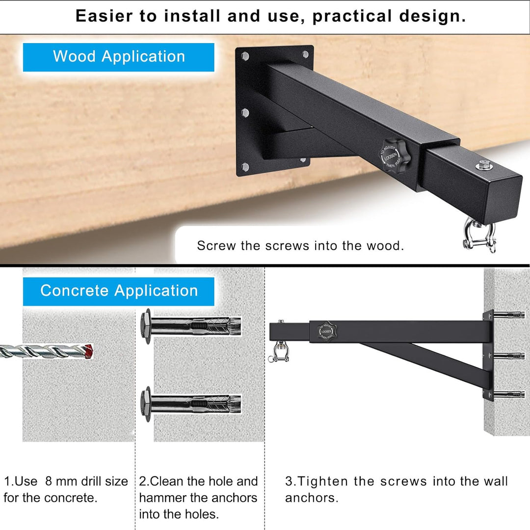 BeneLabel Punch Bag Wall Bracket Heavy Duty Home Gym Indoor Outdoor Längenverstellung: 17–25 cm, Län