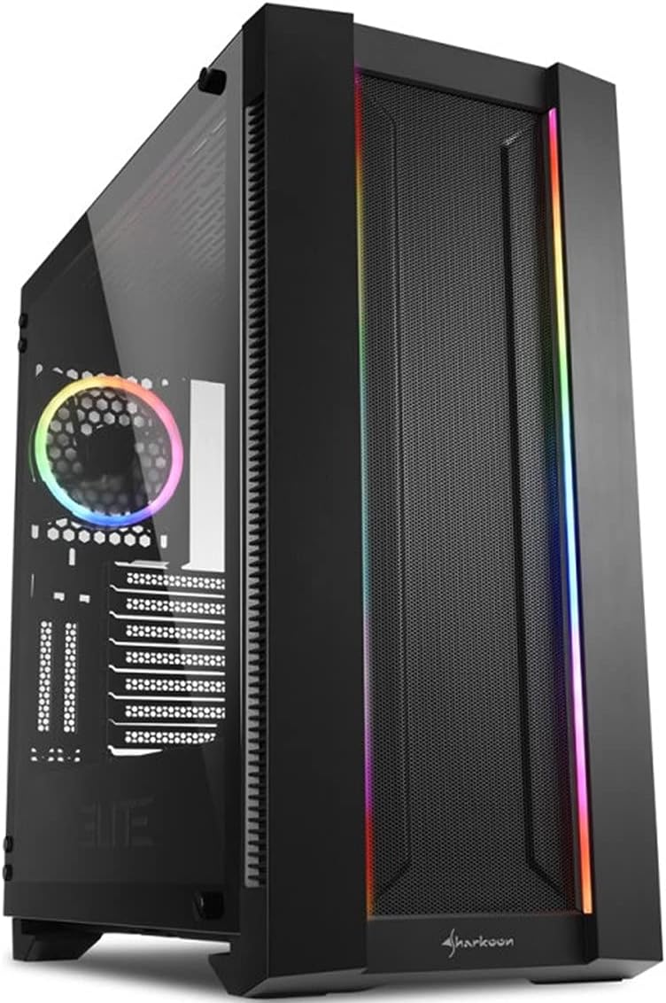 Sharkoon Elite Shark CA200M, PC-Gehäuse, ARGB, 8-Fach RGB-Steuerung, klassischer und vertikaler Graf