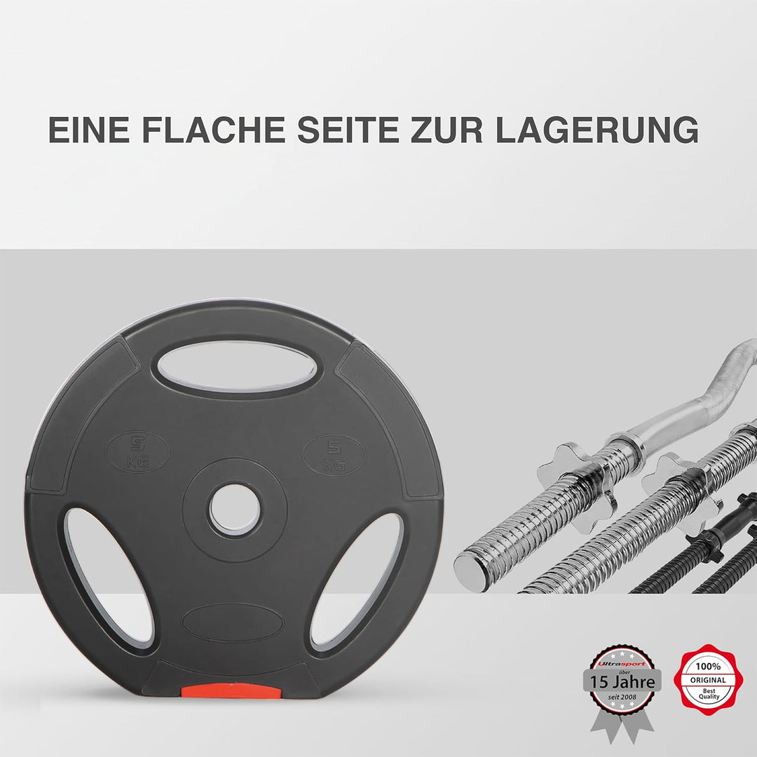 Ultrasport Hantelscheiben, 4 Hantelgewichte im Set,15Kg oder 25Kg, Standard 30-mm-Bohrung, nutzbar m