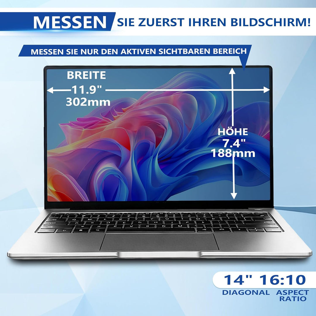 Magnetischer Laptop Blickschutzfolie 14 Zoll 16:10, Abnehmbarer Laptop Sichtschutzfilter und Blendfr