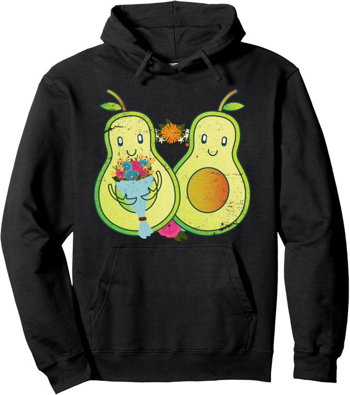 Vegan Gesunder Lifestyle Vegetarier Pärchen Blumen Avocado Pullover Hoodie