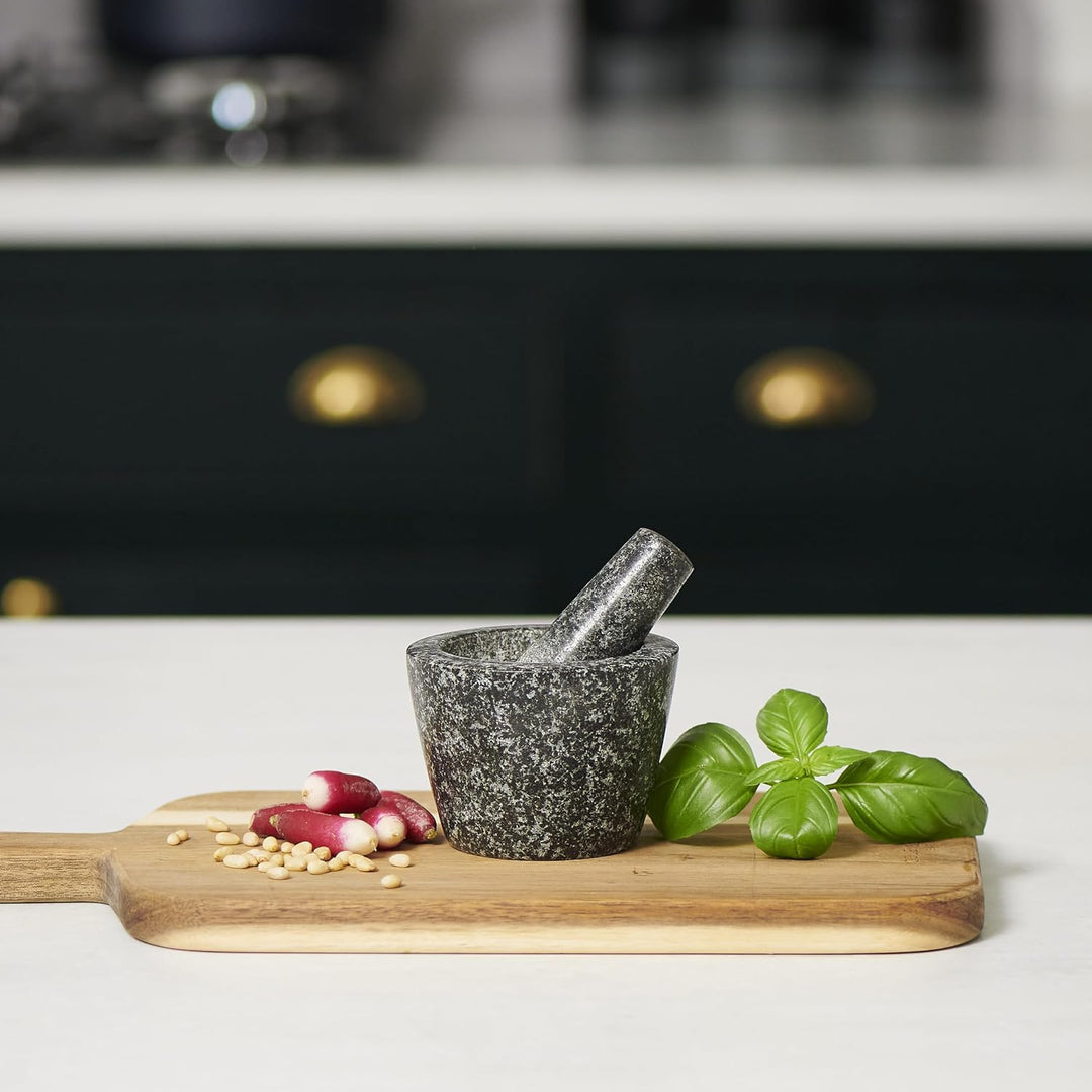 Cole & Mason Dorchester Mörser mit Stössel Klein 10 cm, natürlicher Granit, langlebiger Steinmörser