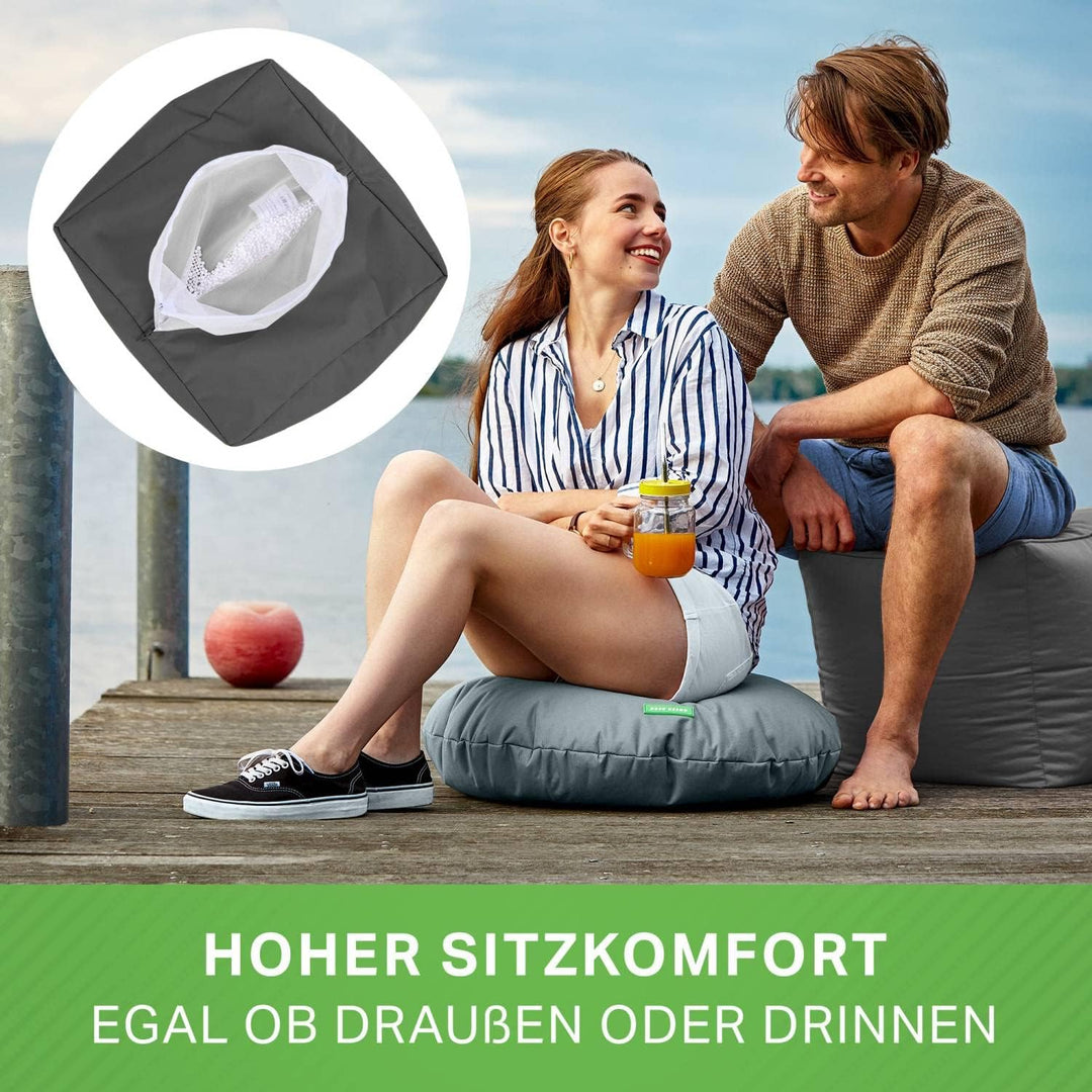 Green Bean© Sitzsack-Hocker 40x40x40cm mit EPS-Perlen Füllung - Fusshocker Fusskissen Sitz-Pouf für