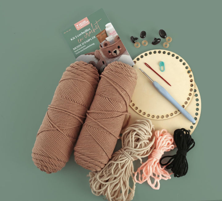 GRAINE CREATIVE - Häkelset - Körbe Bär - Ø 15 und 20 cm - 2 Stück