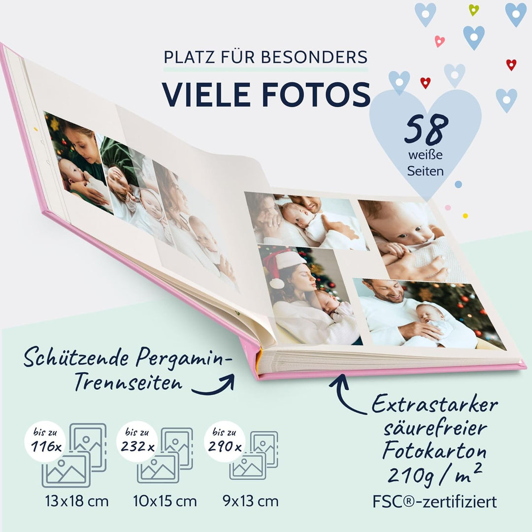 goldbuch 15087 Babyalbum Kleine Prinzessin, 30 x 31 cm, Baby Fotoalbum mit 58 weissen Blankoseiten &