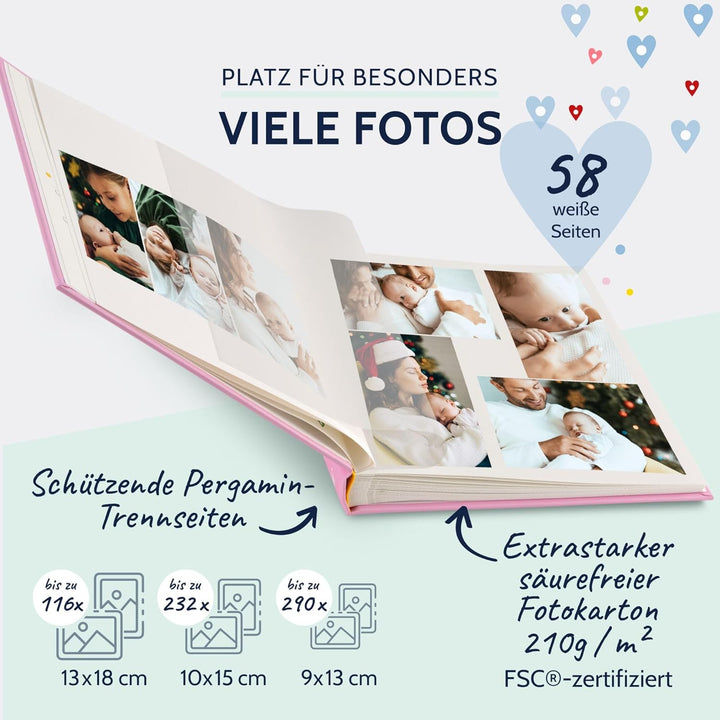 goldbuch 15087 Babyalbum Kleine Prinzessin, 30 x 31 cm, Baby Fotoalbum mit 58 weissen Blankoseiten &