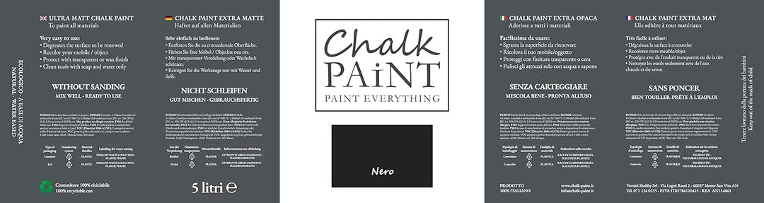 Chalk Paint Everything® Nero Kreidefarbe Wasserbasis für Alle Oberflächen einfach zu verarbeiten ohn