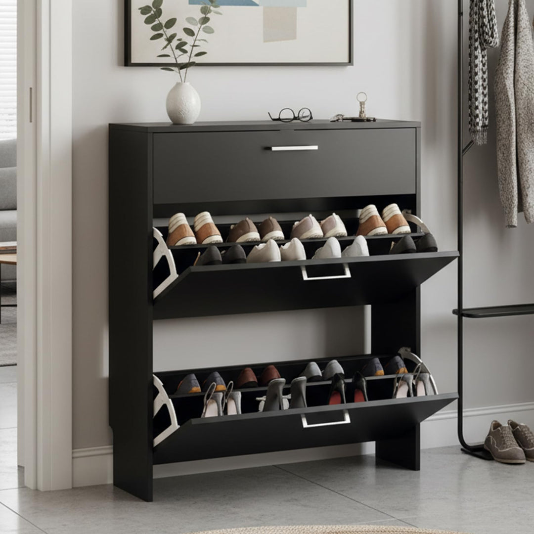 LEADZM Schuhschrank Schmal,Schuhkipper mit 2 Flip-Schubladen Schuhregal mit 1 Schubladen für den Ein