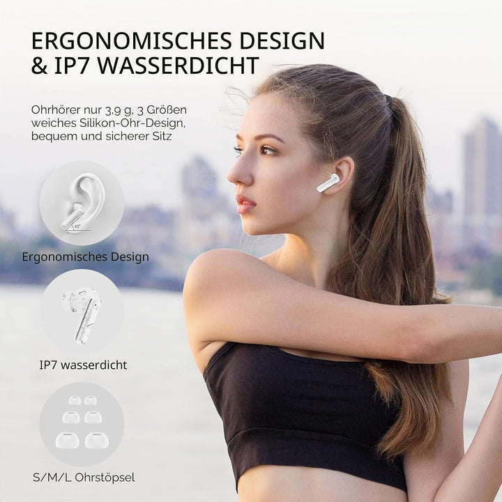 Bluetooth Kopfhörer, 2026 Stereo-Bass Kopfhörer Kabellos Bluetooth in Ear | 4 ENC Noise Cancelling M