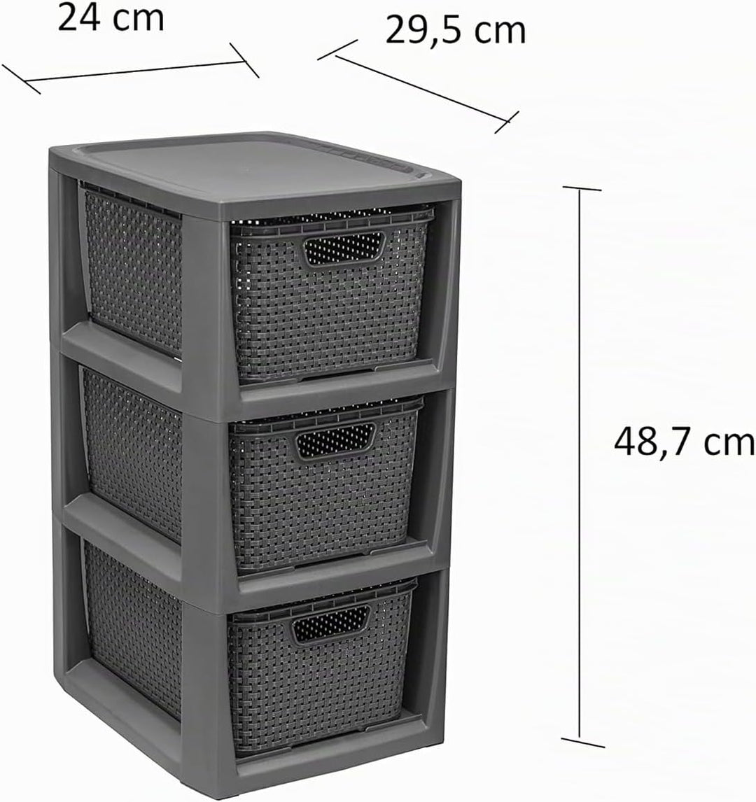 BranQ - Home essential 100% recycelt Kunststoff PP, Ökologisch, Regal in Rattan Design, 29,5x24x48,7