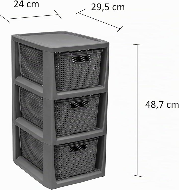 BranQ - Home essential 100% recycelt Kunststoff PP, Ökologisch, Regal in Rattan Design, 29,5x24x48,7