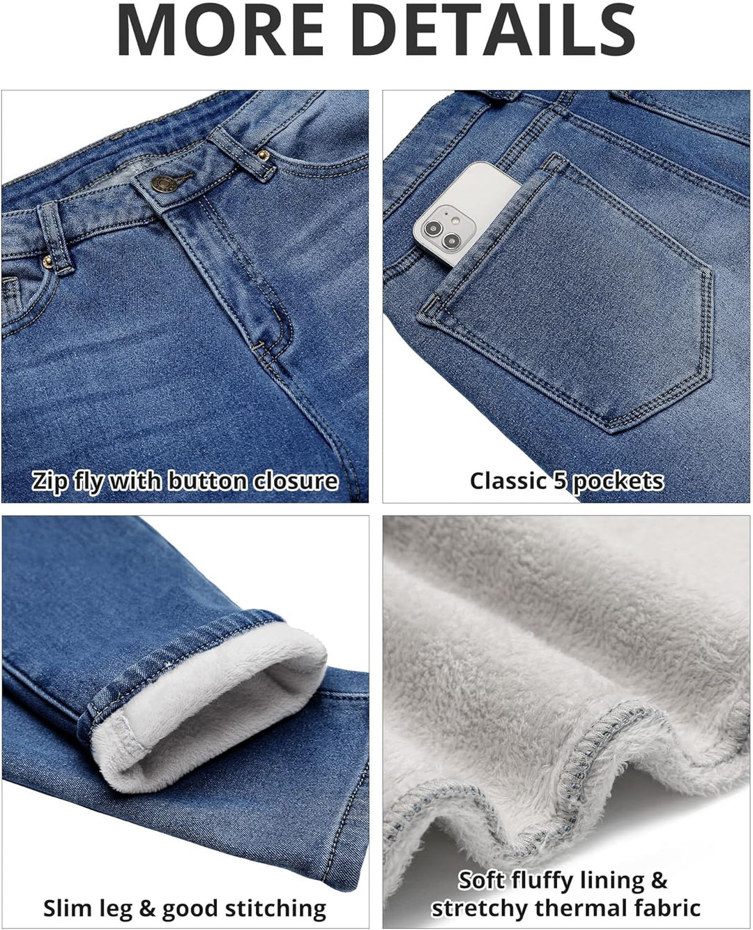 Skinny Jeans Damen High Waist Thermo Jeans Damen Winter Gefütter Thermo Jeans Leggings Damen Stretch