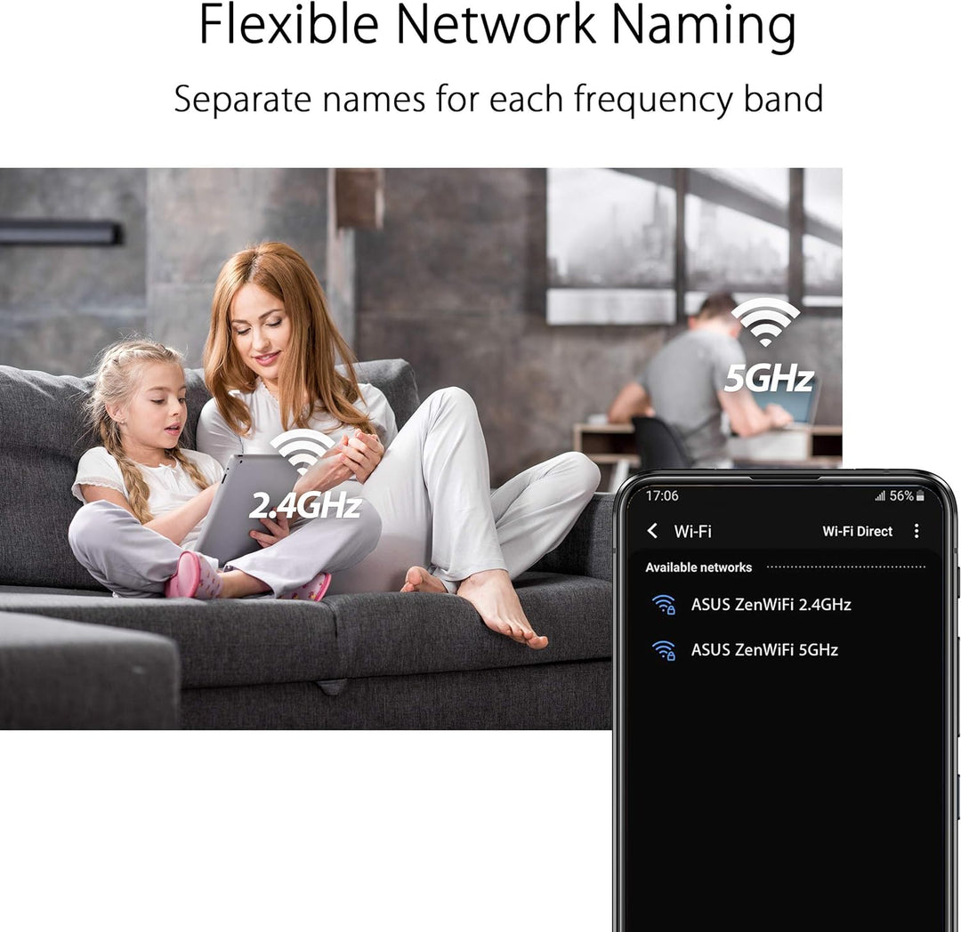 Asus Ai Mesh AX-WLAN System ZenWiFi XD4 Weiss kombinierbarer Router (1er Pack, AX1800 WiFi 6, 2x Gig