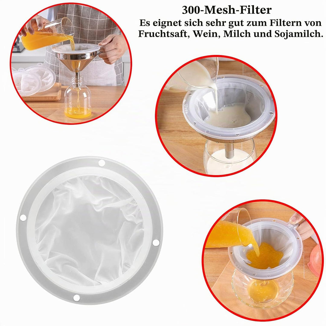 Trichter edelstahl Set, 7 Stück küche Marmeladentrichter, mit einmachgläser Heber und Filter zum Umf