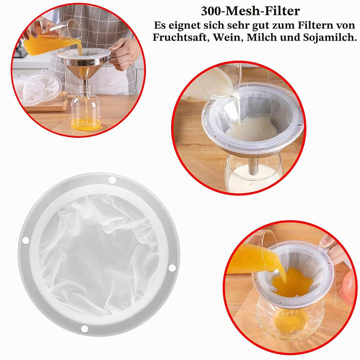 Trichter edelstahl Set, 7 Stück küche Marmeladentrichter, mit einmachgläser Heber und Filter zum Umf