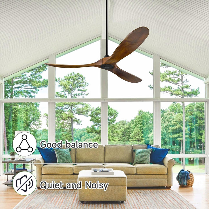 106cm Holz Deckenventilator Outdoor ohne Licht, Rustikaler Bauernhaus Deckenventilator Leise mit Fer
