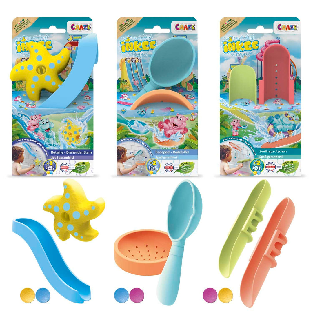 INKEE Toys Badeset - Badespielzeug für Kinder , Badewannenspielzeug Set mit Rutschen, rollenden Ster