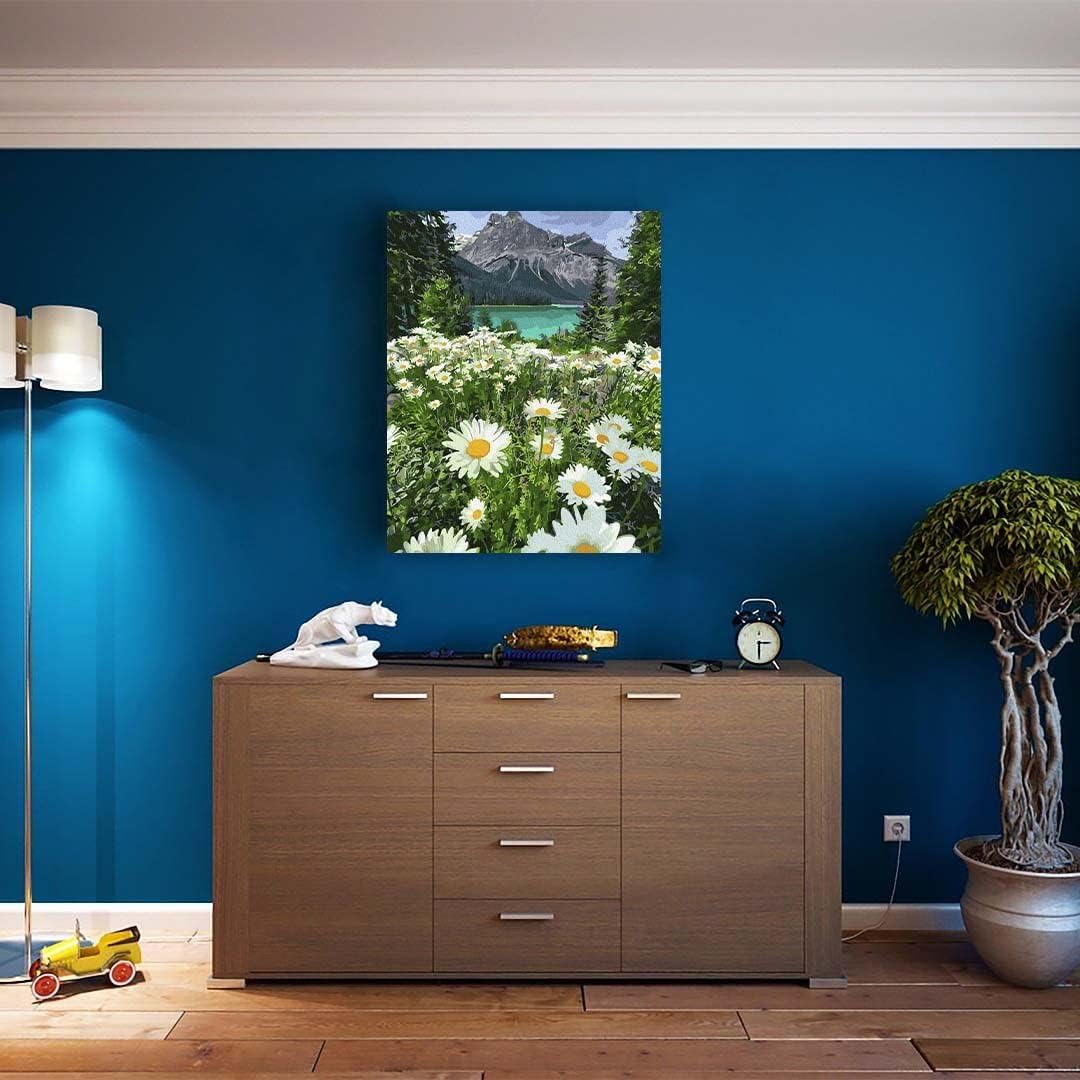 Artnapi Malen nach Zahlen Erwachsene mit Rahmen | DIY Handgemalt | Kamillenlandschaft | Kit für Anfä