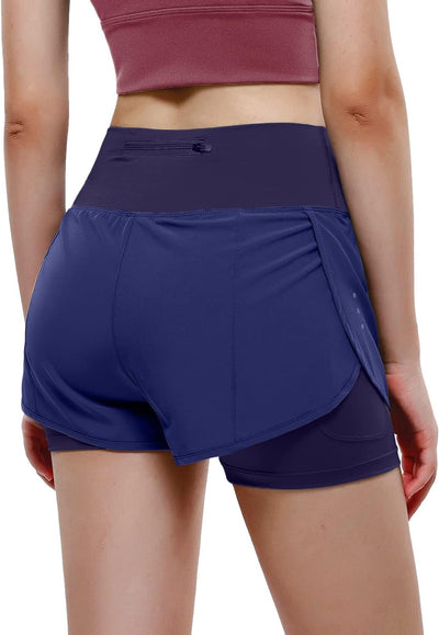 VIGVAN 2 in 1 Laufhose Damen Sport Shorts Sommer Kurze Hose Schnell Trocknend Fitness Shorts Yoga Sh