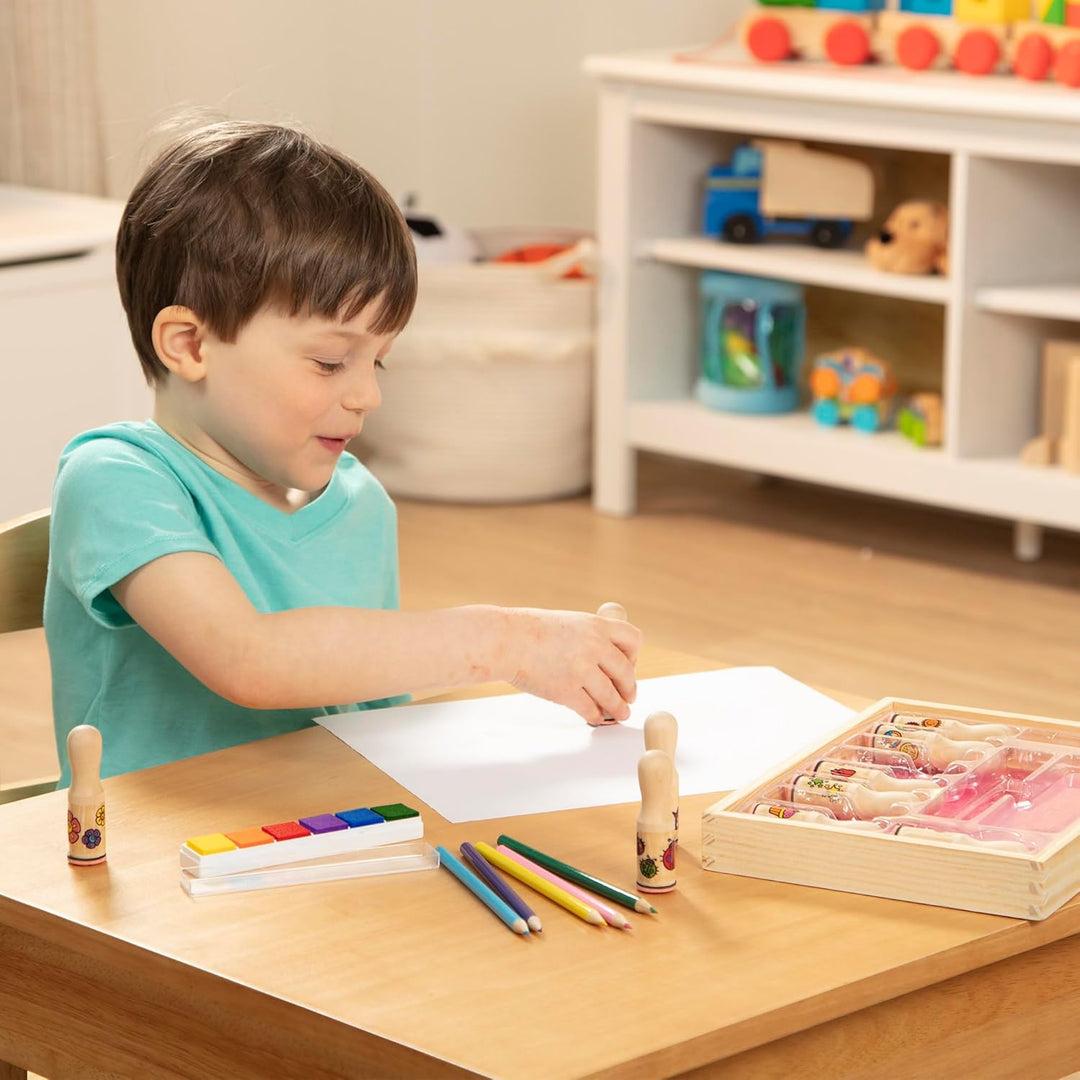 Melissa & Doug - Stempel Mit Holzgriff Luxusausführung - Stempelset Kinder, kleine Geschenke für Kin
