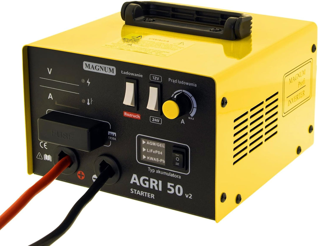 Magnum AGRI 50 v2 Starter – Batterieladegerät mit Starthilfe 12V/24V 50A Booster für Auto, LKW, Trak