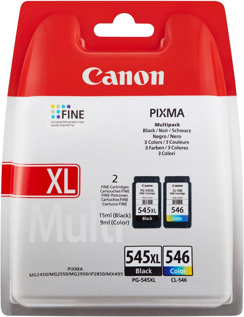 Canon PG-545XL Black & CL-546 Colour Ink Cartridge Bundle Pack