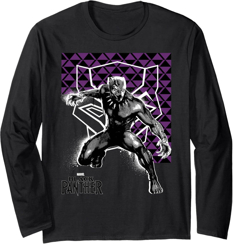 Marvel Black Panther Geometric Poster Langarmshirt