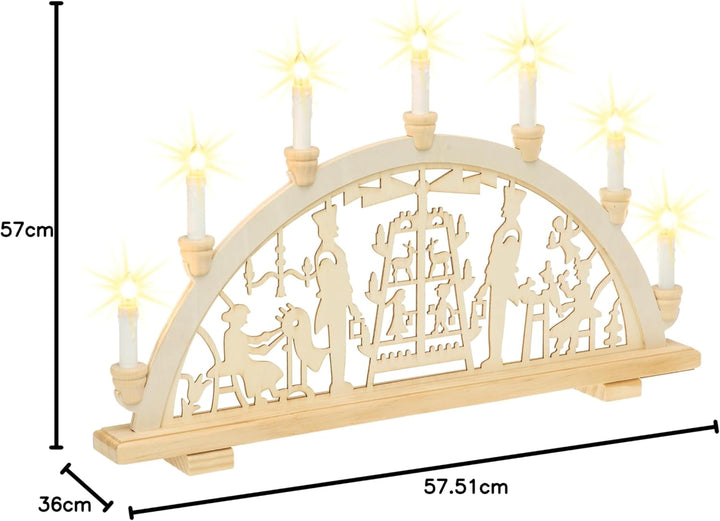SIKORA LB10-7 klassicher Holz Schwibbogen beleuchteter LED Lichterbogen Motiv Gute STUBE mit Spinnfr