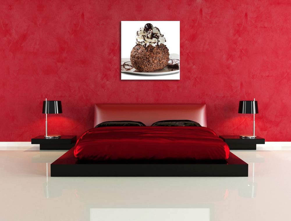 Super schokoladenes Eis, Format: 70x70 auf Leinwand, XXL riesige Bilder fertig gerahmt mit Keilrahme