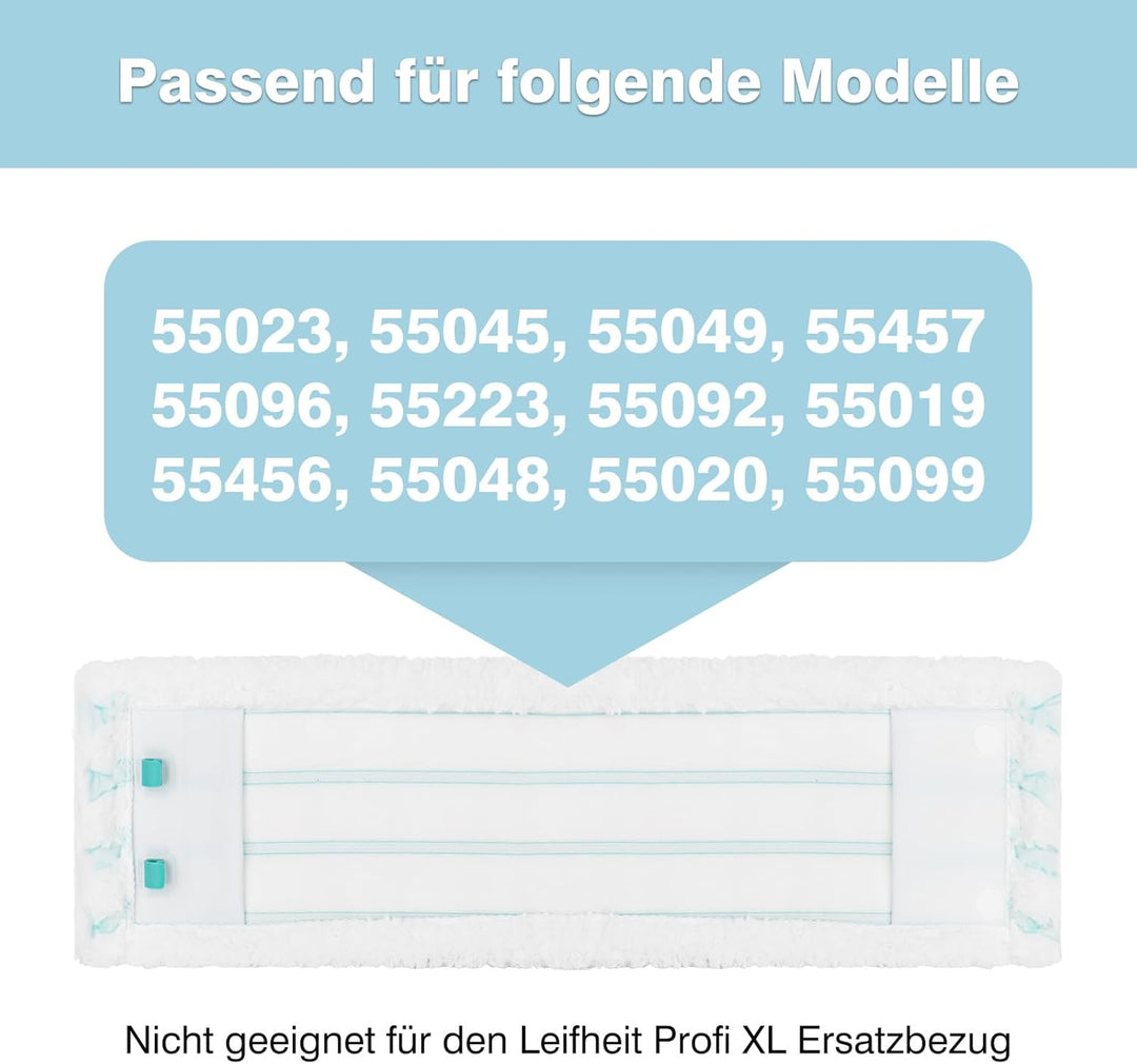 Tesmotor 6-Pack Ersatz Wischbezüge für Leifheit Profi XL Micro Duo, Bodenwischer Ersatzbezug für Lei