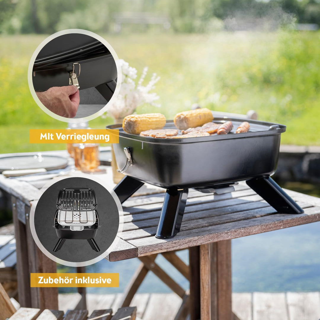 TZS First Austria 2in1 Elektrogrill Kugelgrill - extrem stabiler & kompakter BBQ Hybrid Elektrogrill