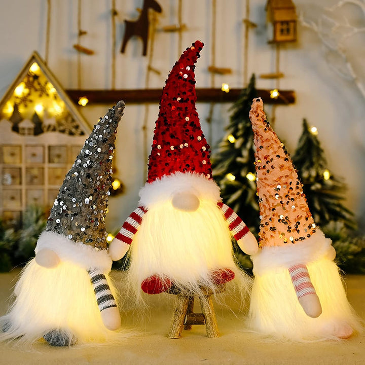 ACAREY Weihnachtsdeko 3 Stück Weihnachten Deko Wichtel mit LED Licht Weihnachtswichtel Figuren Plüsc