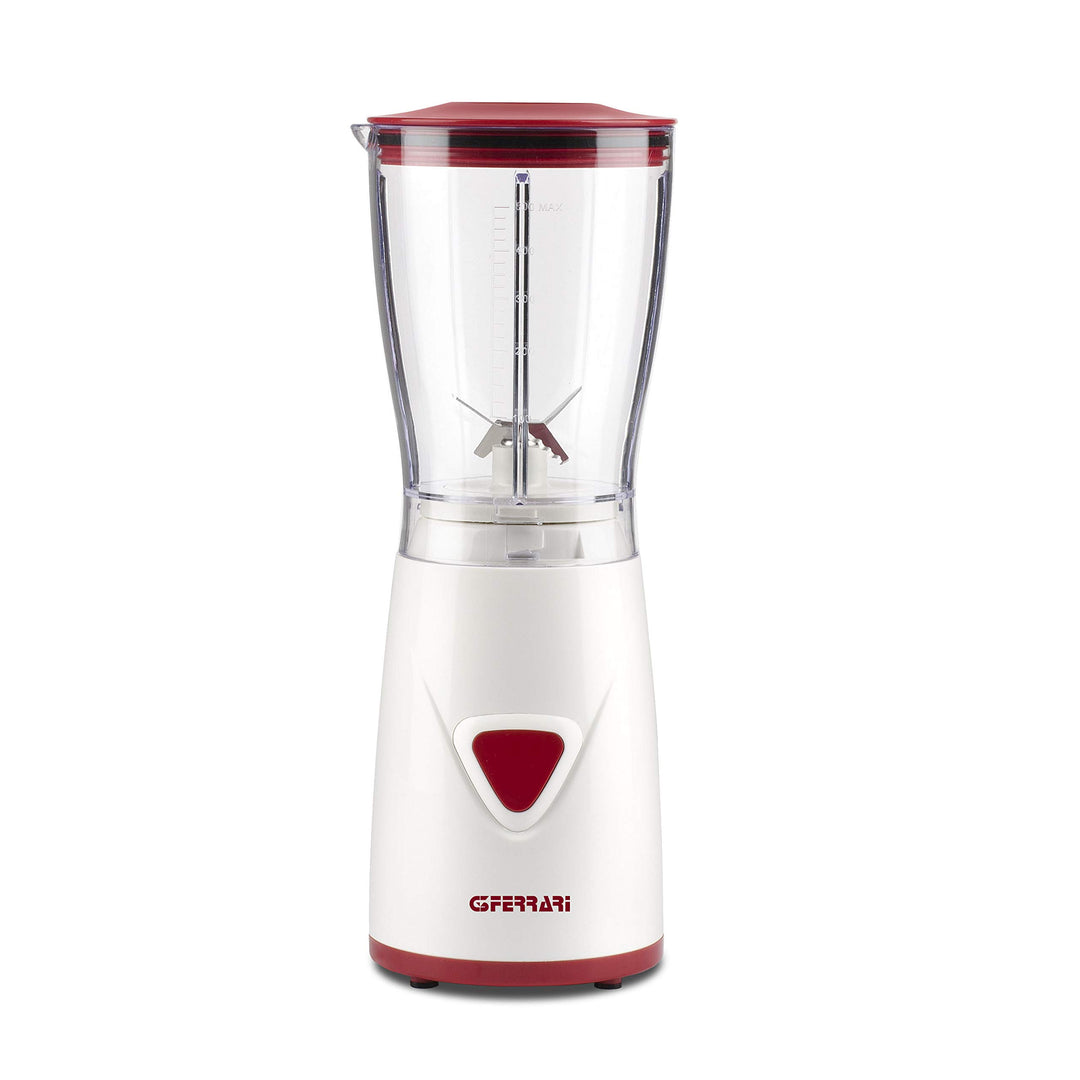 G3 Ferrari G20073 Mixer, 170 Watt, 500-cc-Kapazität, Pulse-Funktion, Edelstahlklingen, Weiss/Rot.