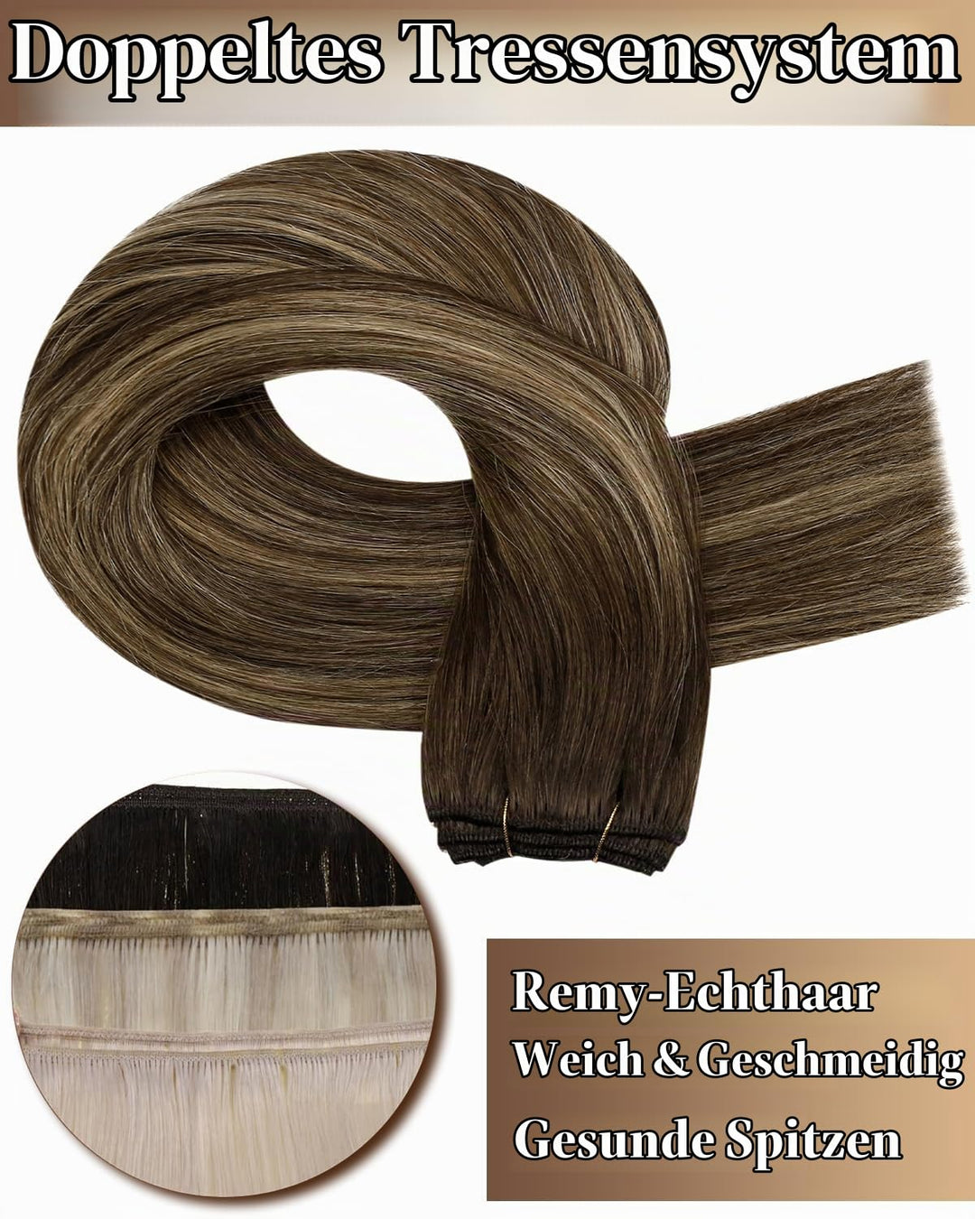 Hetto Balayage Echthaar Extensions Tressen Braun Echthaar Tressen Extensions Naturlich Tressen Exten