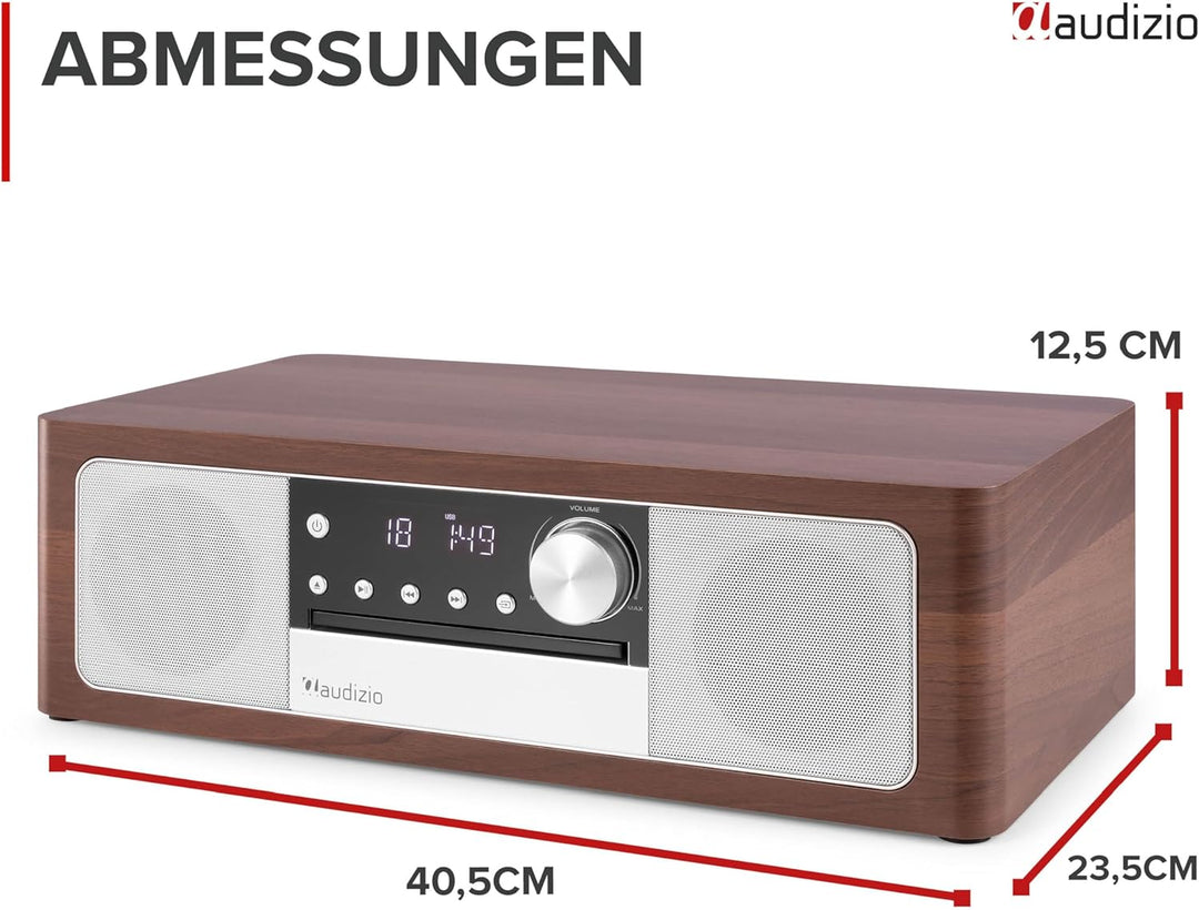 Audizio Lunata - DAB Radio mit CD Player, 100W Stereoanlage mit CD & Bluetooth 5.3 - Musikanlage mit