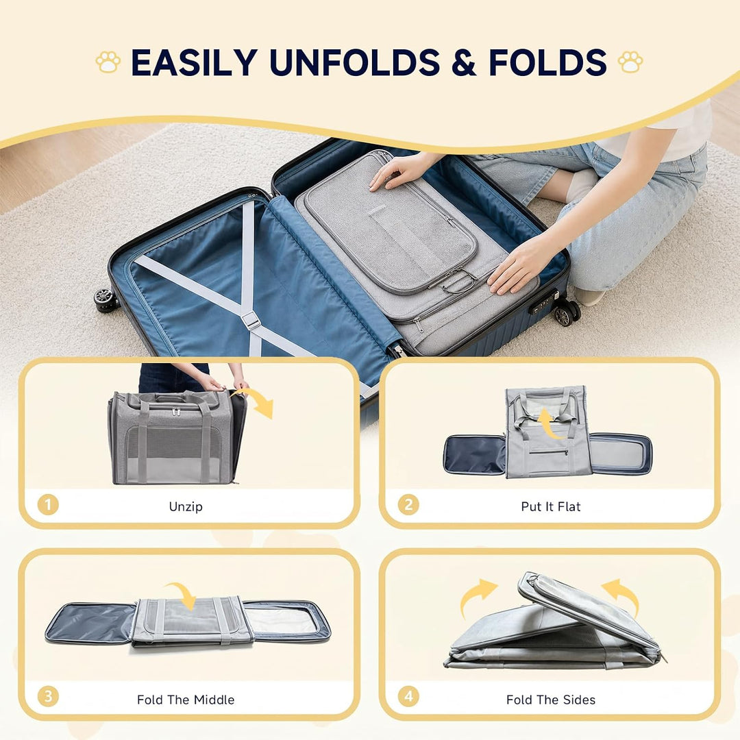 Hundetasche Flugzeug 55x40x23 Eurowings Lufthansa，Faltbare leichte Tragetasche mit Netzstoff Flugtas