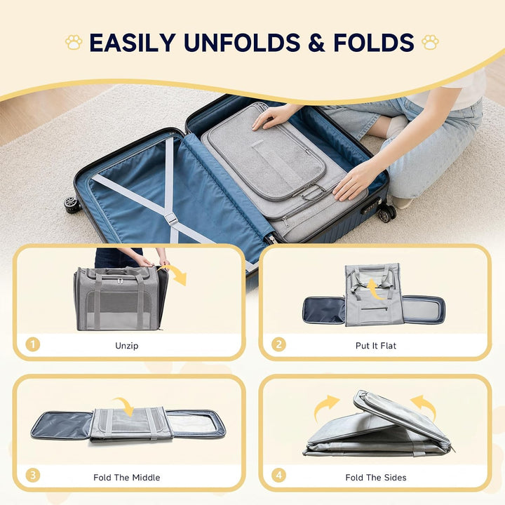 Hundetasche Flugzeug 55x40x23 Eurowings Lufthansa，Faltbare leichte Tragetasche mit Netzstoff Flugtas