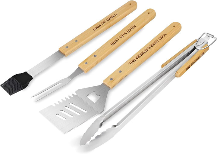 OPa Geschenke,4 Stücke BBQ Grillbesteck Set Edelstahl Grillzubehör für Männer Geschenk Geburtstag Ho