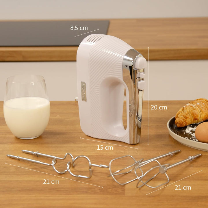 briebe Elegance Handmixer 400W, Handrührgerät Konditorei-Spezial 5 Geschwindigkeiten + Turbo, Handrü