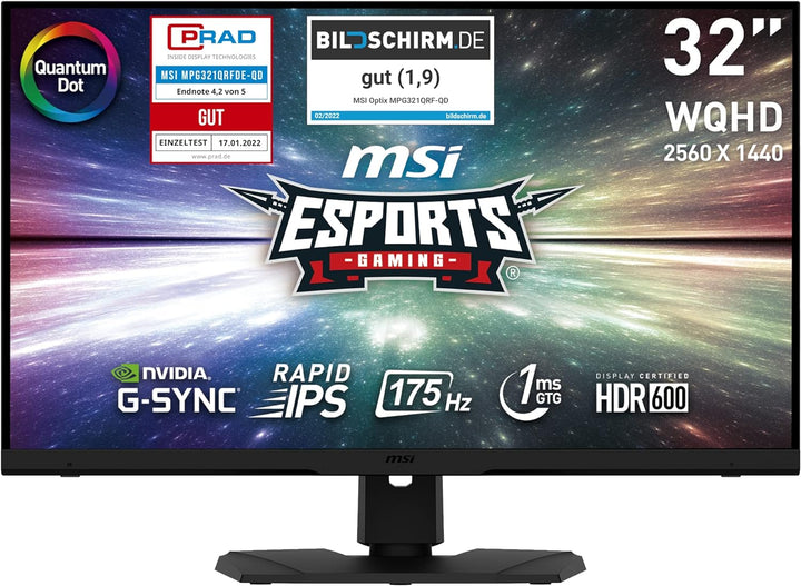 MSI Optix MPG321QRFDE QD 32 Zoll 2K Quantum Dot Gaming Monitor, WQHD (2560x1440), 175 Hz, 1 ms, Rapi