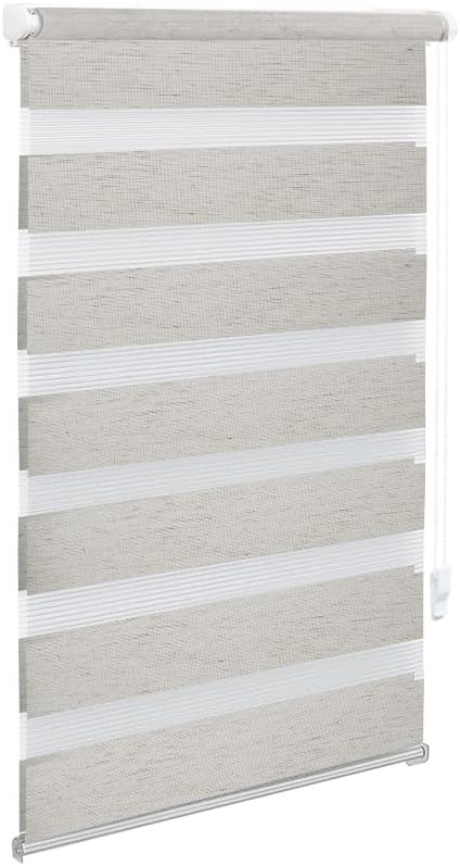 OBdeco Doppelrollo Duo Rollo Klemmfix ohne Bohren B110cm x H130cm(Stoffbreite 106 cm) Leinen für Fen