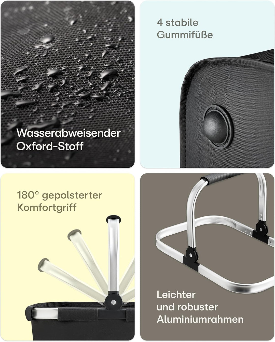 Praknu Einkaufskorb Faltbar Gross – 2 in 1 Erweiterbar 25L auf 35L – Abnehmbarer & Waschbarer Bezug